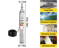 Deep Well Pump Borehole Submersible Water Pump 1020L/H 250W Stainless Steel