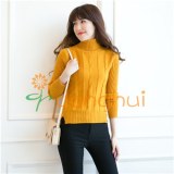 100% merino wool turtleneck cable-knit sweaters for women