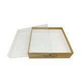 Kraft Paper Chocolate Cookie Soap Storage Packaging Box With Clear Cover PVC Window Lid