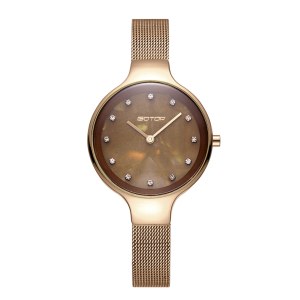 FEATURES OF AW475 MOTHER OF PEARL AND GOLD WOMEN'S WATCH