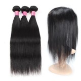 Brazilian Straight Human Hair 2 Bundles With Lace Frontal 360
