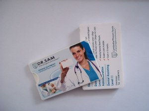 Business card dental floss
