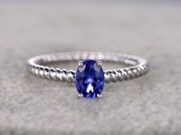 1.05ct Oval Blue Tanzanite Engagement Ring Diamond Wedding Ring 14K White Gold Filigree...