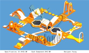 2014 biggest inflatable water park for lake, giant inflatable water park CE EN15649