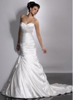 2011  Sweetheart Satin Court Strapless Wedding Dresses Beading/ Ruffles MG423