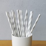 Silver Big Striped Drinking Paper Straws