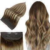 Full Shine Balayage Halo Hair Extensions Brown Highlight Blonde (#4/27/4)