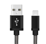 Chargeur USB micro (Android) - 1,0 mètre (Noir-Filet de poisson)