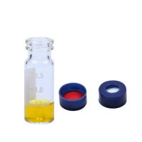 Snap top clear vial with wrote on spot