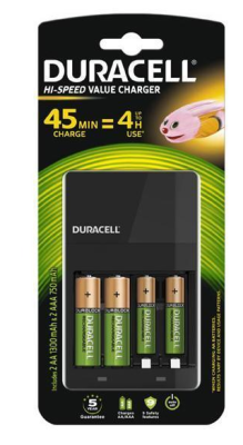 Chargeur universel Duracell CEF14, incl. 2xAA 2xAAA