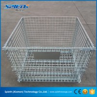 Foldable huge metal wire mesh roll containers