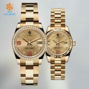 Luxury gold stainless steel watches for men and lady
