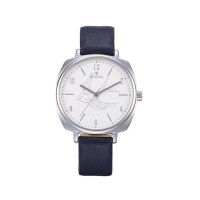 SILVER DIAL VINTAGE LEATHER WRIST WATCH