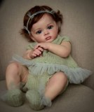 Lovely Lifelike Reborn Baby Doll Silicone Cotton Body Implanted Hair Bebe Dolls for Sale