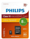 Philips MicroSDHC 8GB CL10 80mb/s UHS-I +Adaptateur au détail