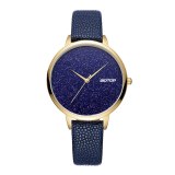 FEATURES OF SS353 BLUE AND GOLD WOMEN'S WATCH WITH LEATHER STRAP