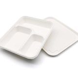 3 Compartment Food Tray Eco-friendly Good Locking Biodegradable Heat Resistant Take out...