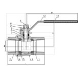 DIN 3202 2 Piece Internal Threaded Ball Valve