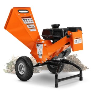 SuperHandy Compact Wood Chipper - 7HP Gas Engine, Adjustable Exit Chute, up to 3" Branc...