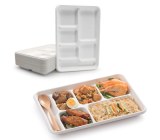 6 Compartment biodegradable Lunch Tray for school Freezer Safe Fiber Pulp Eco-friendly...