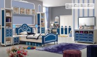 Princess Blue Oak MDF Kids Bedroom Furniture Set