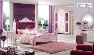 Pink Princess Teen Wood Bedroom Set Furniture