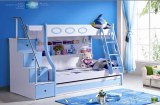 3pcs MDF Panels Children Bunk Bed with Stairs and Drawer