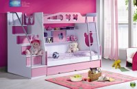Panels Children Bunk Bed with Stairs and Drawer