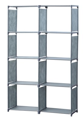 Herzberg Bibliothèque et étagère de rangement polyvalente à 8 niveaux- 85x125cm Gris