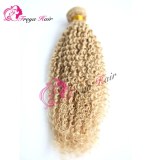 Unprocessed Brazilian Human Hair Extensions Blonde Color Hair Weaves Kinky Curl