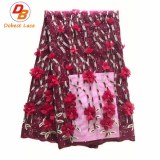 3D Lace Fabric With Chiffon Flower