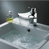 CONTEMPORARY WATERFALL BATHROOM SINK TAP (CHROME FINISH)