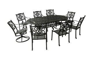 Hot Sale! 8 Seater Cast Aluminum Luxury Square Patio Dining Set