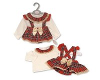 Baby Girls 2 Pieces Tartan Dress Set with Bow and Lace