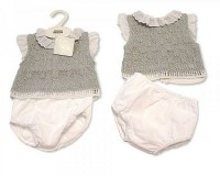 Knitted Baby 2 Pieces Set with Lace Collar and Sleeves