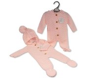 Knitted Baby Girls All in One with Hood and Buttons