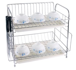 Kitchen Accessories Durable Stainless Steel 2 Tiers Dish Drying Racks