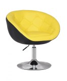 Yellow Leather Bar Chair With Buttons