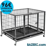 Cage avec roues pour chiens Acier 98x77x72 cm LIVRAISON GRATUITE