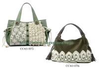 Nice quality lace green tote bags,lady handbag