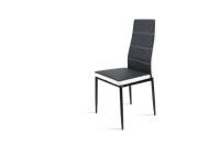 Stylish Chairs In Black Leather With White Border With 4 Powder Coated Legs