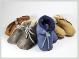 Baby shoes leather and fur Merino Lamb