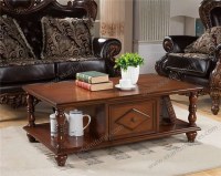 Brown Color Antique Coffee Table With Drawers