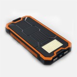 10000mAh Emergency Lights Waterproof RoHS Solar Cell Phone Charger Power Bank