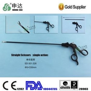 Medical Laparoscopy Straight Scissors Double Single Action 5x330mm Removable