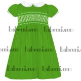 Green UK traditional smocked dress for girl - DR 1561