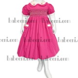 Hot pink smocked dresses for little girls DR 1595