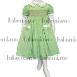 Lime green gingham geometric smocked dresses DR 1596