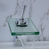 CONTEMPORARY WATERFALL CHROME BRASS SINGLE HANDLE BATHROOM VESSEL TAP