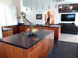 Quartz Countertop in Blue-based Color With Shining Chips